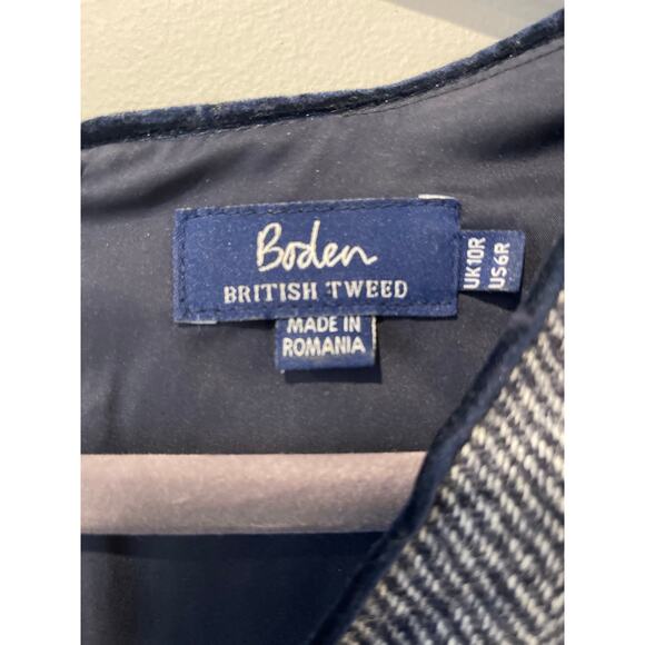 Boden Albany British Tweed Wool Dress Size 6 Herringbone Navy Gray Business - Picture 4 of 6